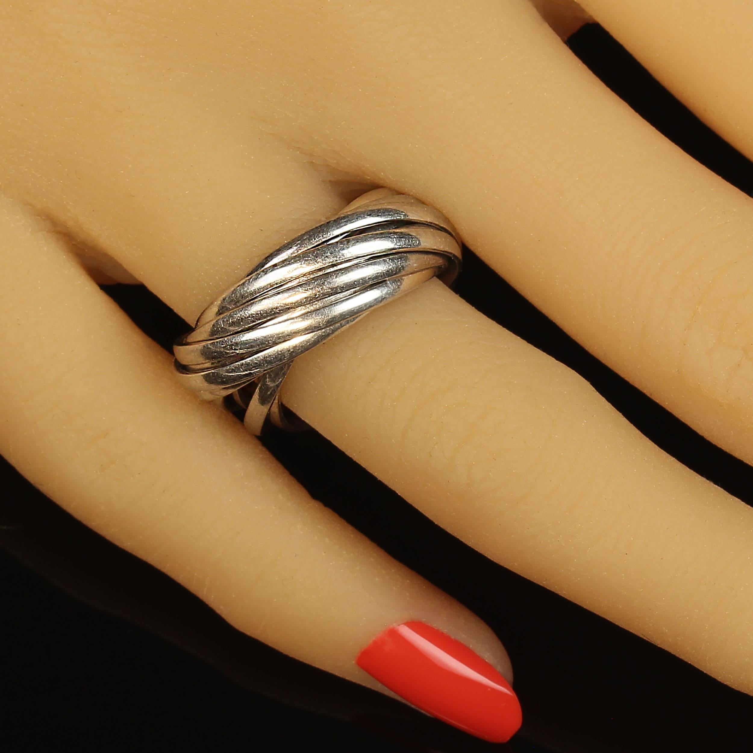 Artigiano AJD Multi Strand Silver Rolling Ring, un regalo fantastico  Taglia Sei in vendita