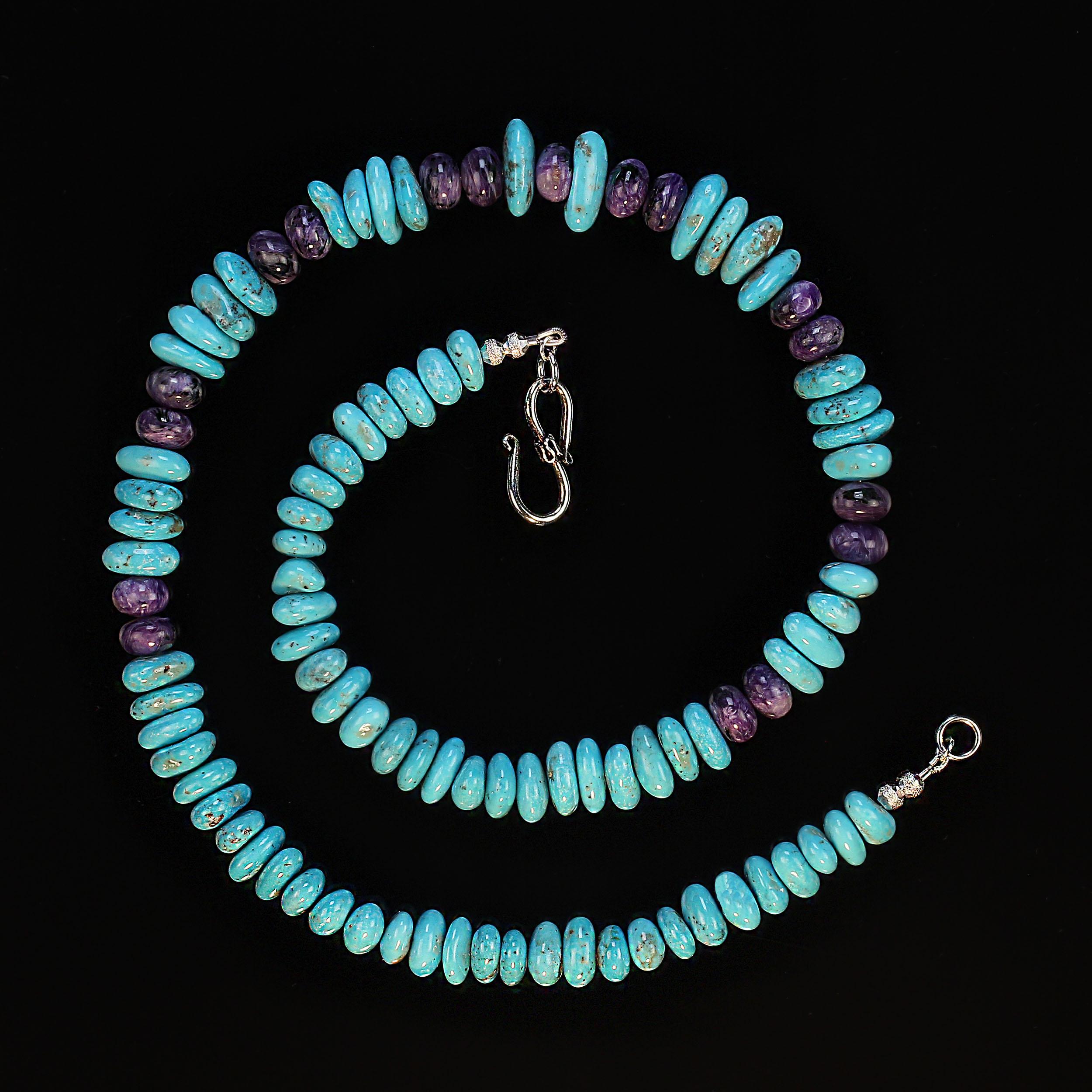 Perlina Collana AJD Nacozari in turchese con accenti di charoite viola in vendita