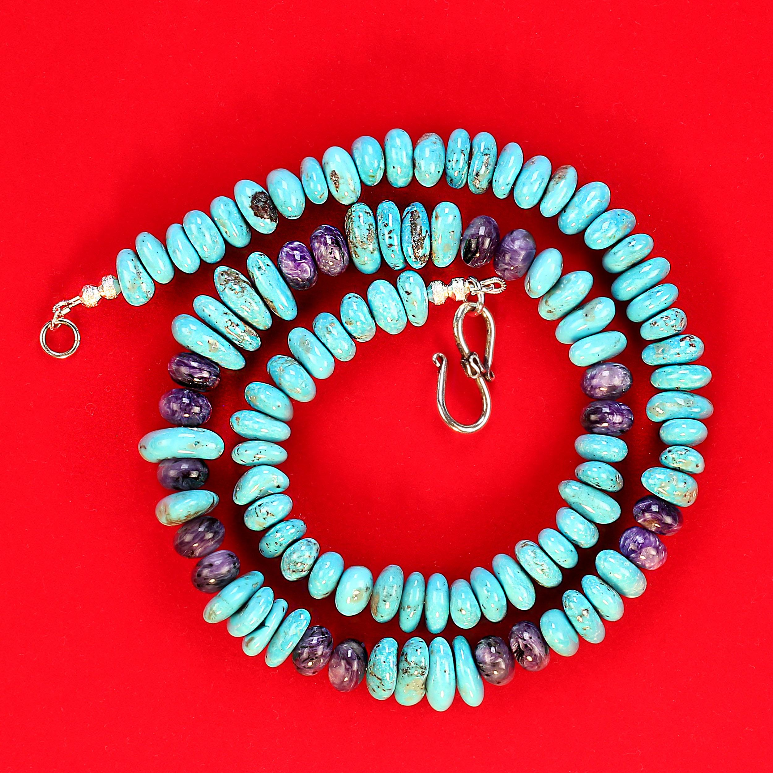 da uomo o donna Collana AJD Nacozari in turchese con accenti di charoite viola in vendita