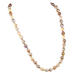 AJD Natural Color Multi-Tone Baroque Pearl Necklace  June Birthstone