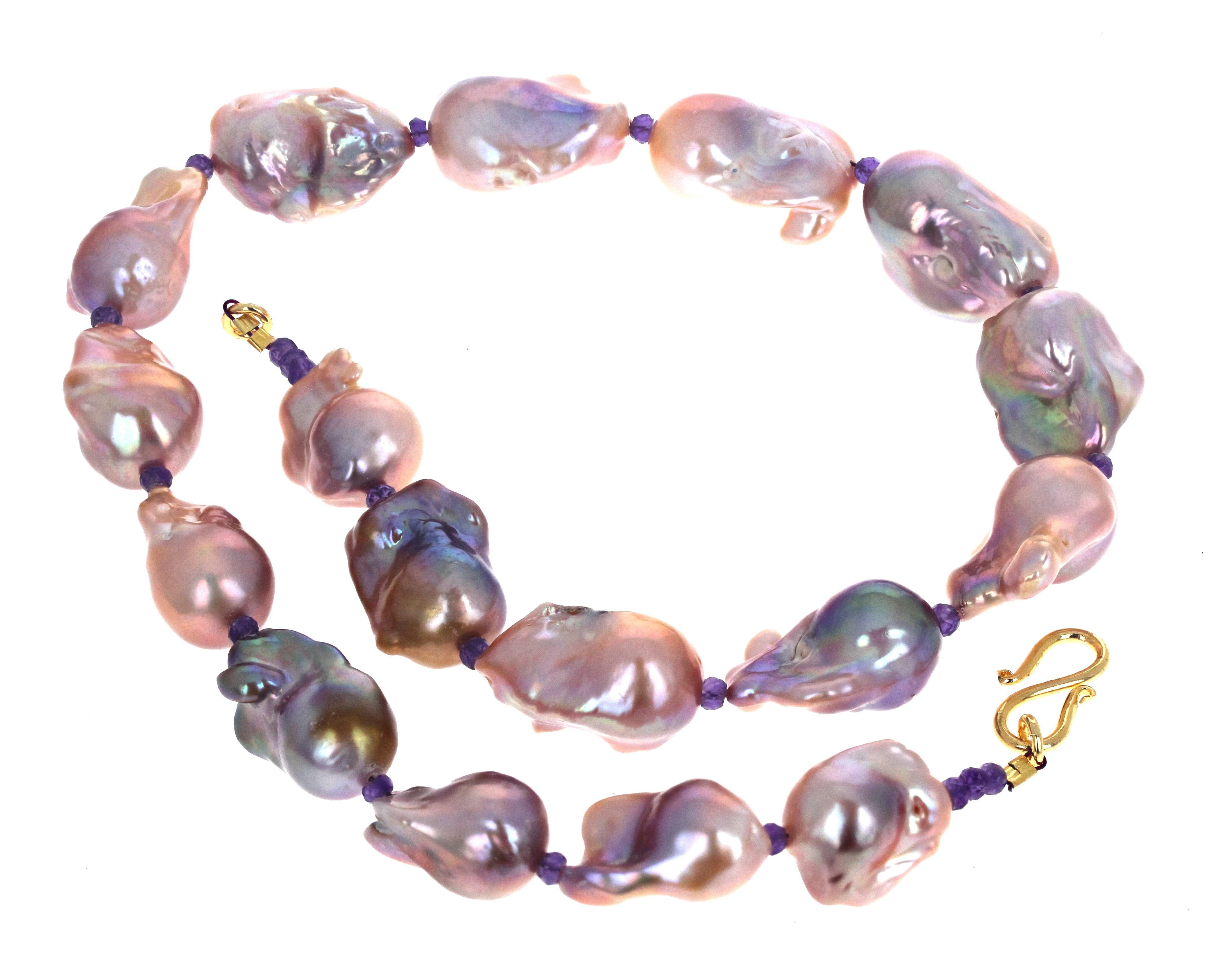 AJD Natural Colored Beautiful Pinky REAL Baroque Pearls 19