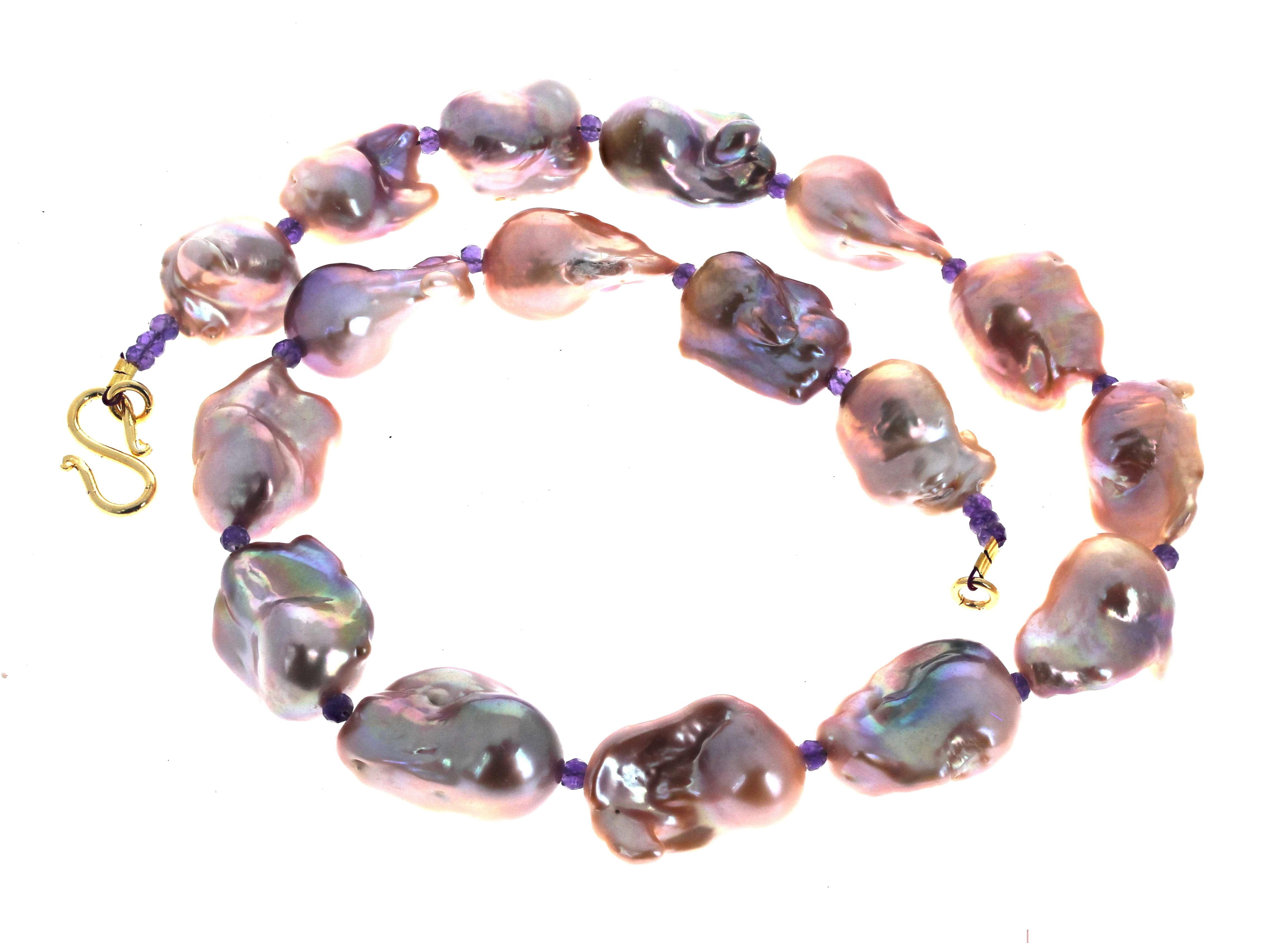 Women's or Men's AJD Natural Colored Beautiful Pinky REAL Baroque Pearls 19