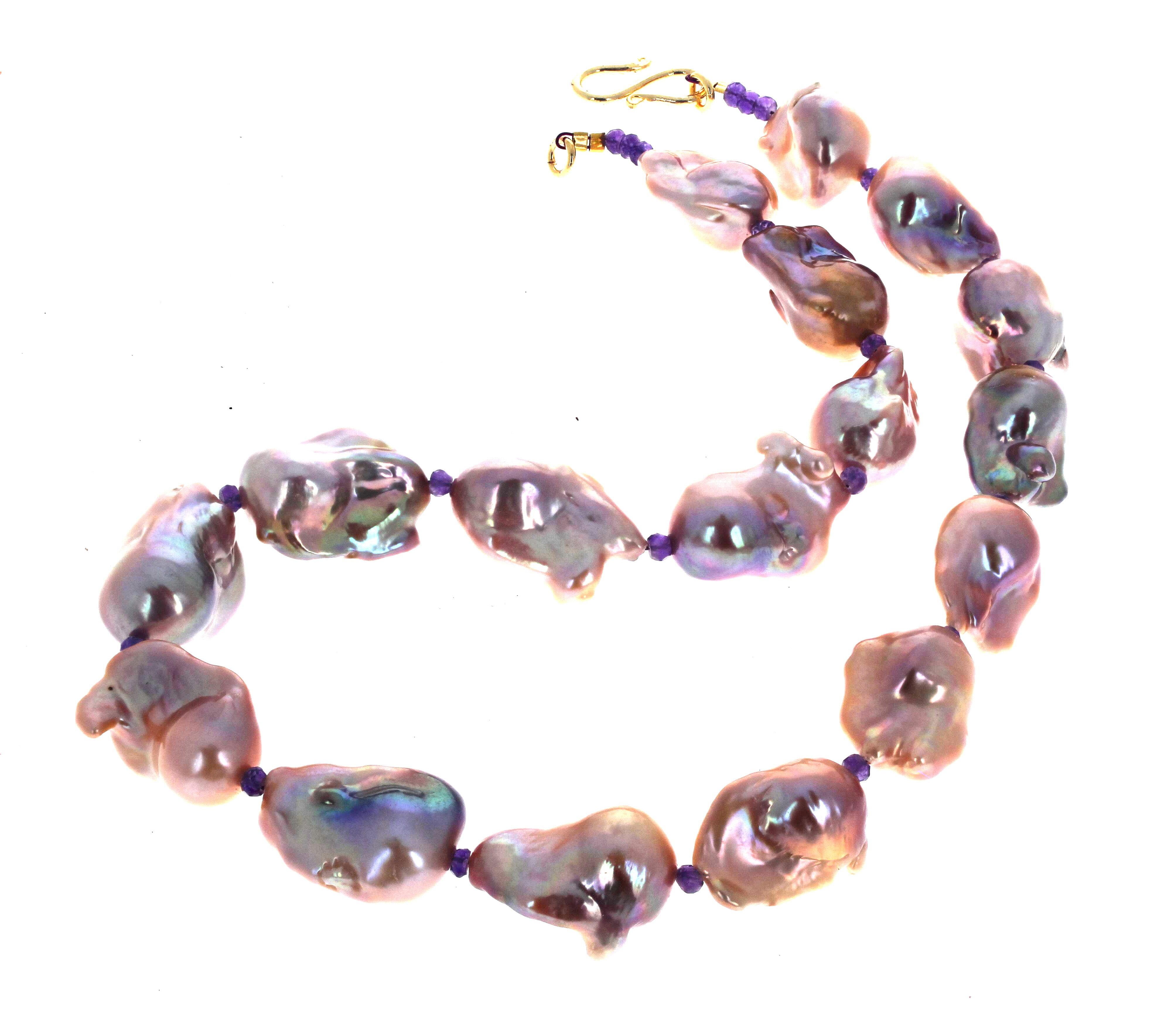 AJD Natural Colored Beautiful Pinky REAL Baroque Pearls 19