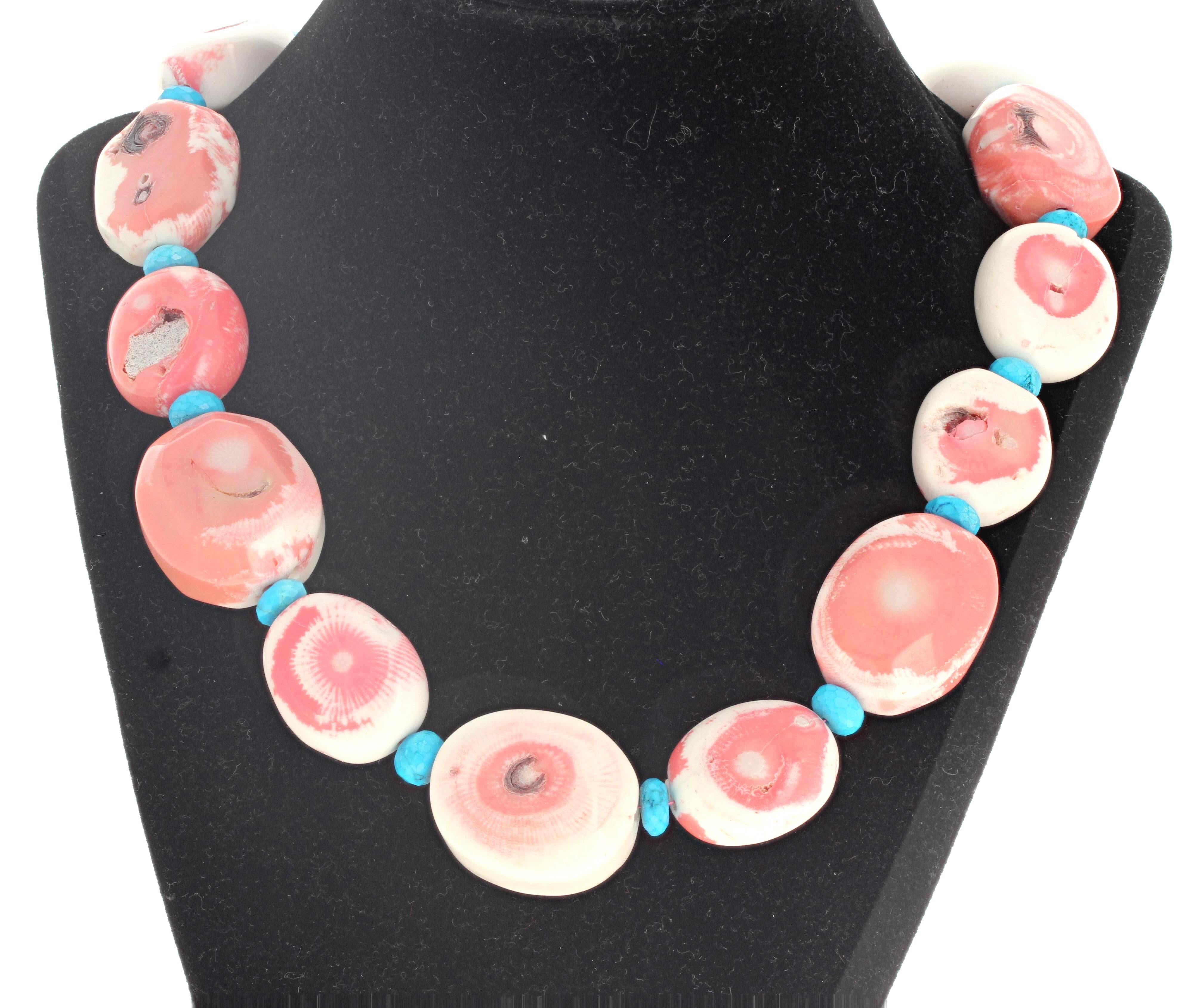 Women's or Men's AJD Exquisite Pink Natural Coral & Real Blue Natural Turquoise 19 1/2