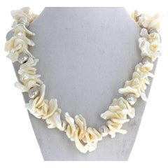 AJD Natural WHITE White White Pearl Shell Flippy-Flops 21 1/2" Long Necklace