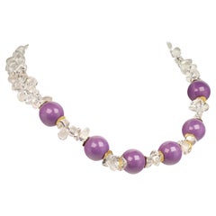 AJD Necklace of Purple Phosphosiderite and Sparkling Crystal Nuggets  Great Gift