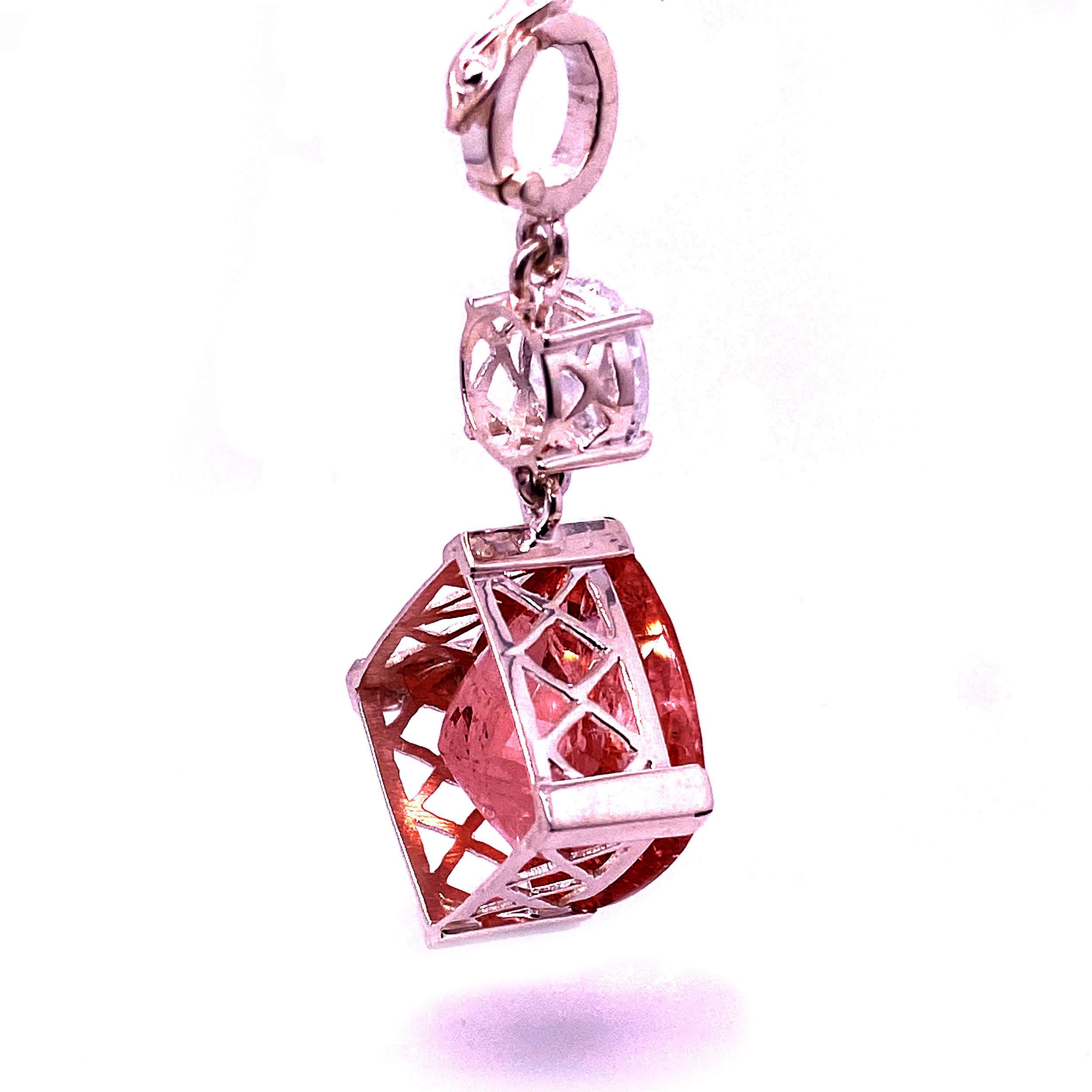 AJD Nighttime Sparkle and Genuine White Zircon Pendant For