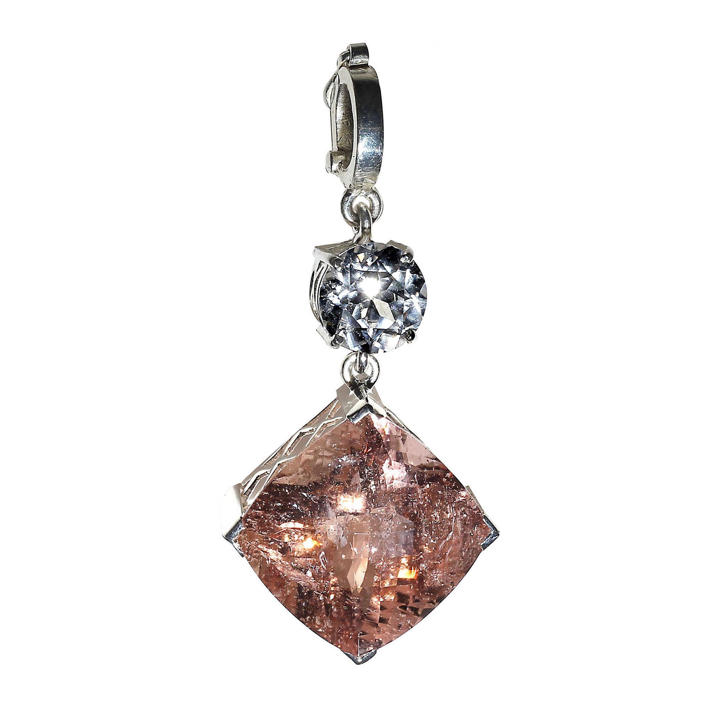 AJD Nighttime Sparkle and Genuine White Zircon Pendant For