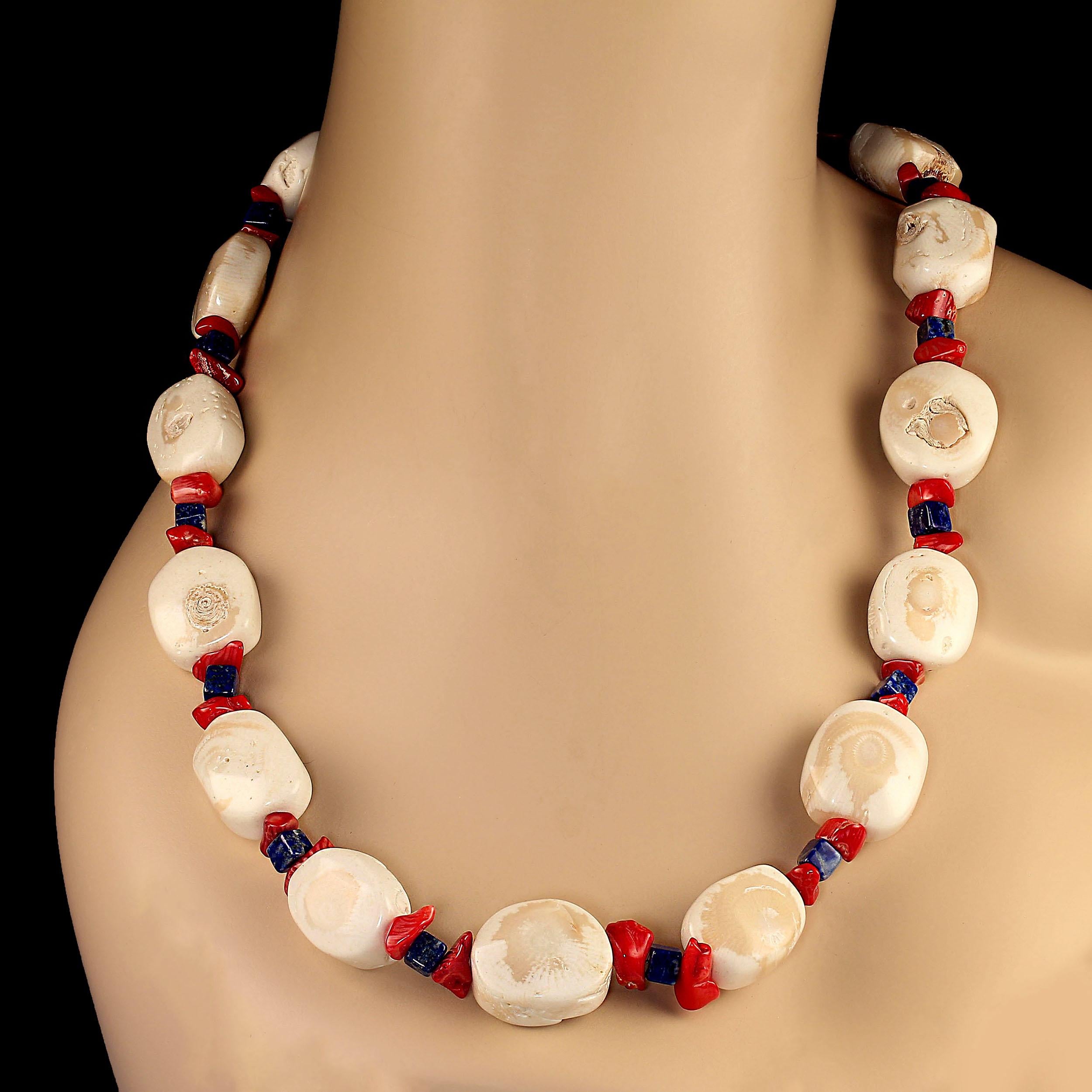 Artisan AJD Ode to Red, White, and Blue 32 Inch Necklace For Sale