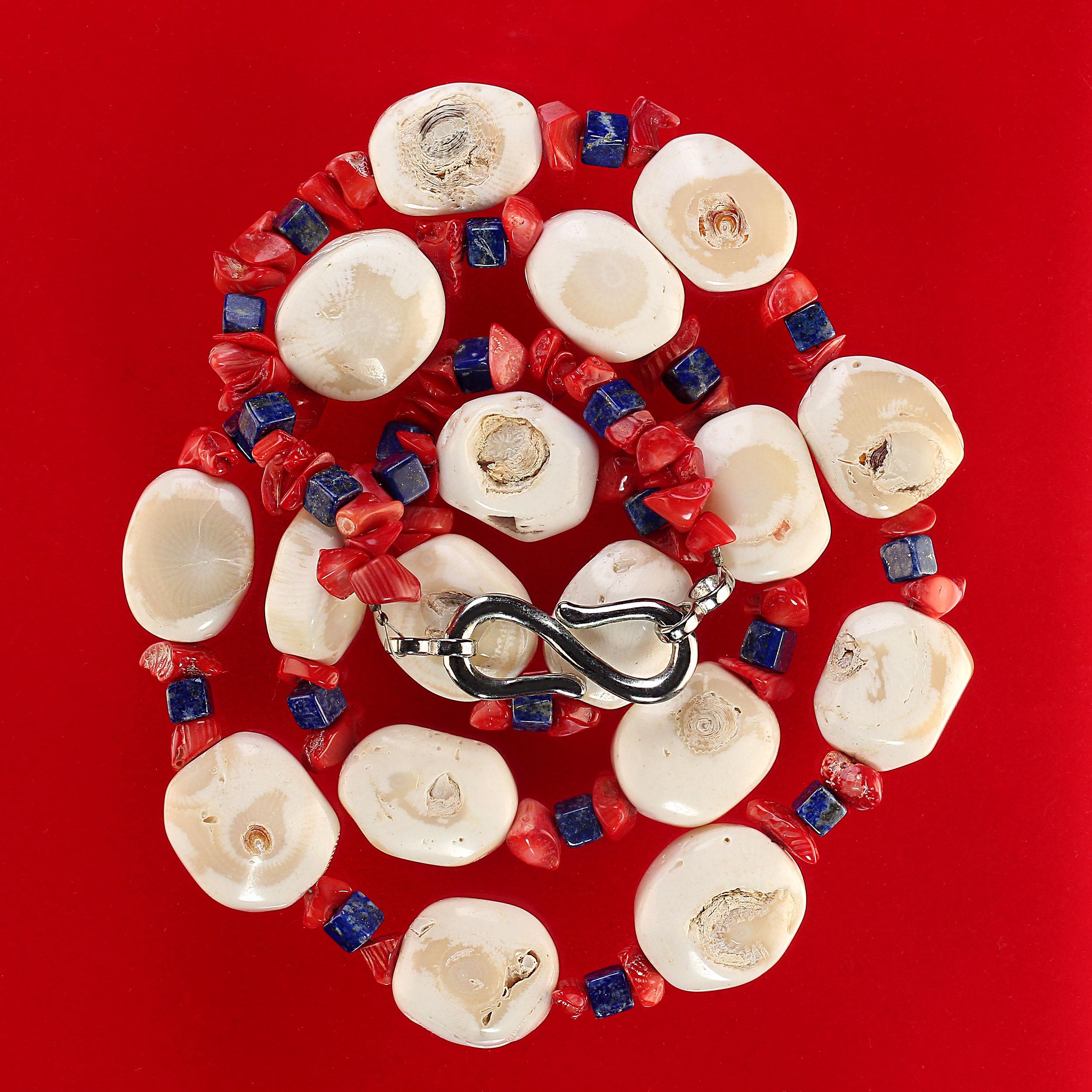 AJD Ode to Red, White, and Blue 32 Inch Necklace In New Condition For Sale In Raleigh, NC