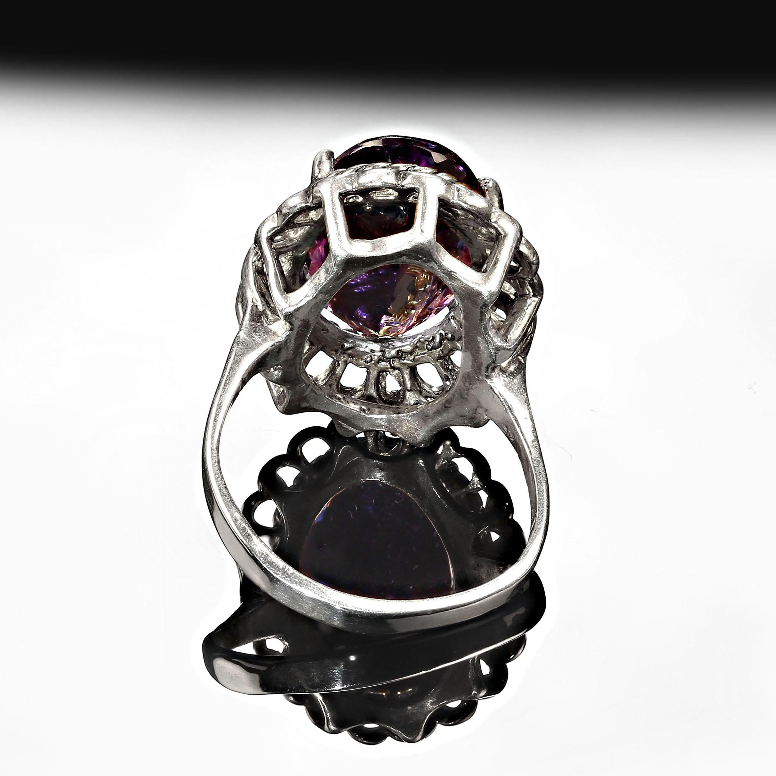 AJD Oval Amethyst in Sterling Silver Ring    February Birthstone In New Condition For Sale In Raleigh, NC