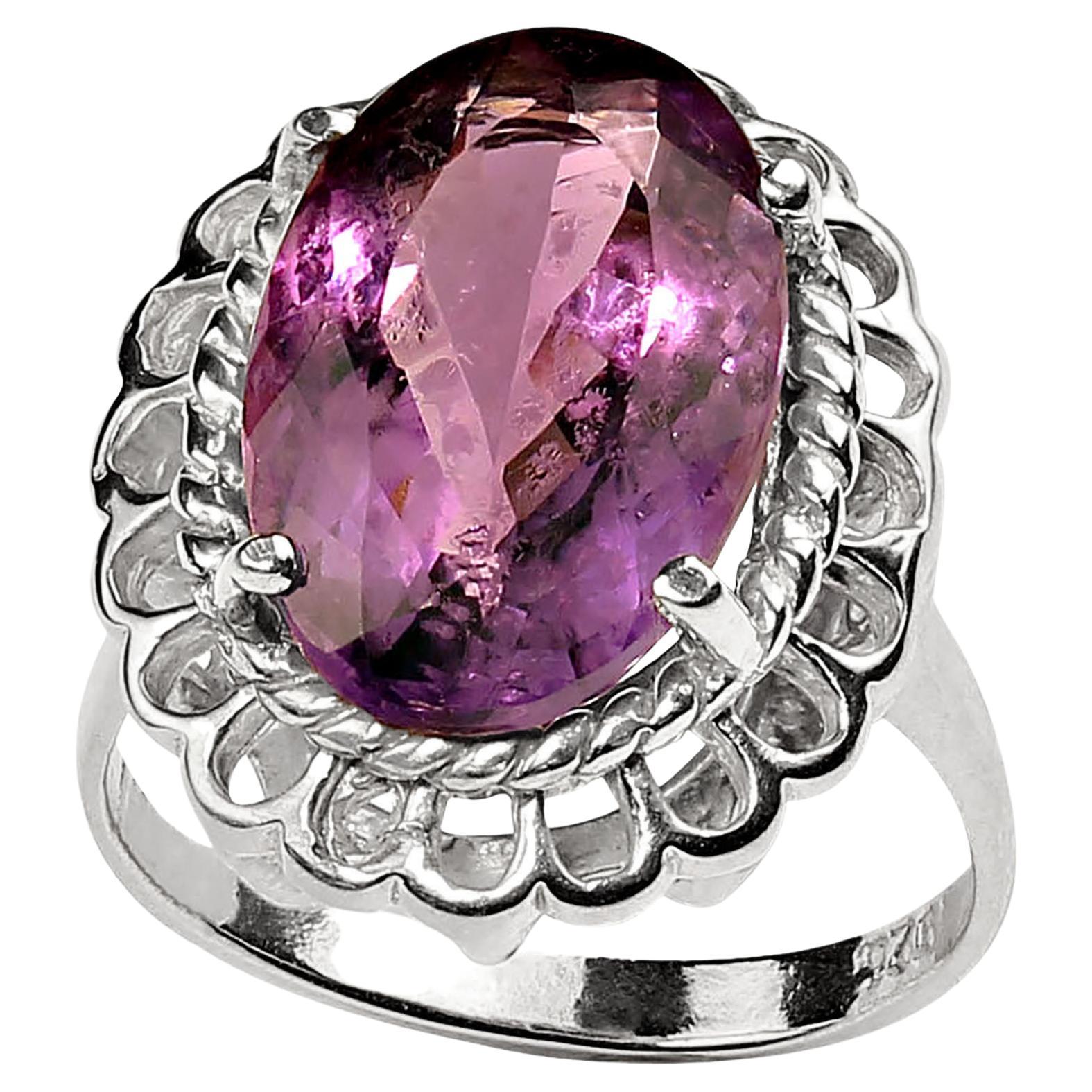 AJD Oval Amethyst in Sterling Silver Ring    February Birthstone For Sale