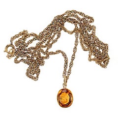 AJD Oval Brazilian Citrine Pendant With 12k Gold Chain