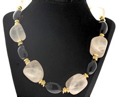 AJD Collar de Cuarzo Ahumado Claro y Cuarzo Ahumado Altamente Pulido