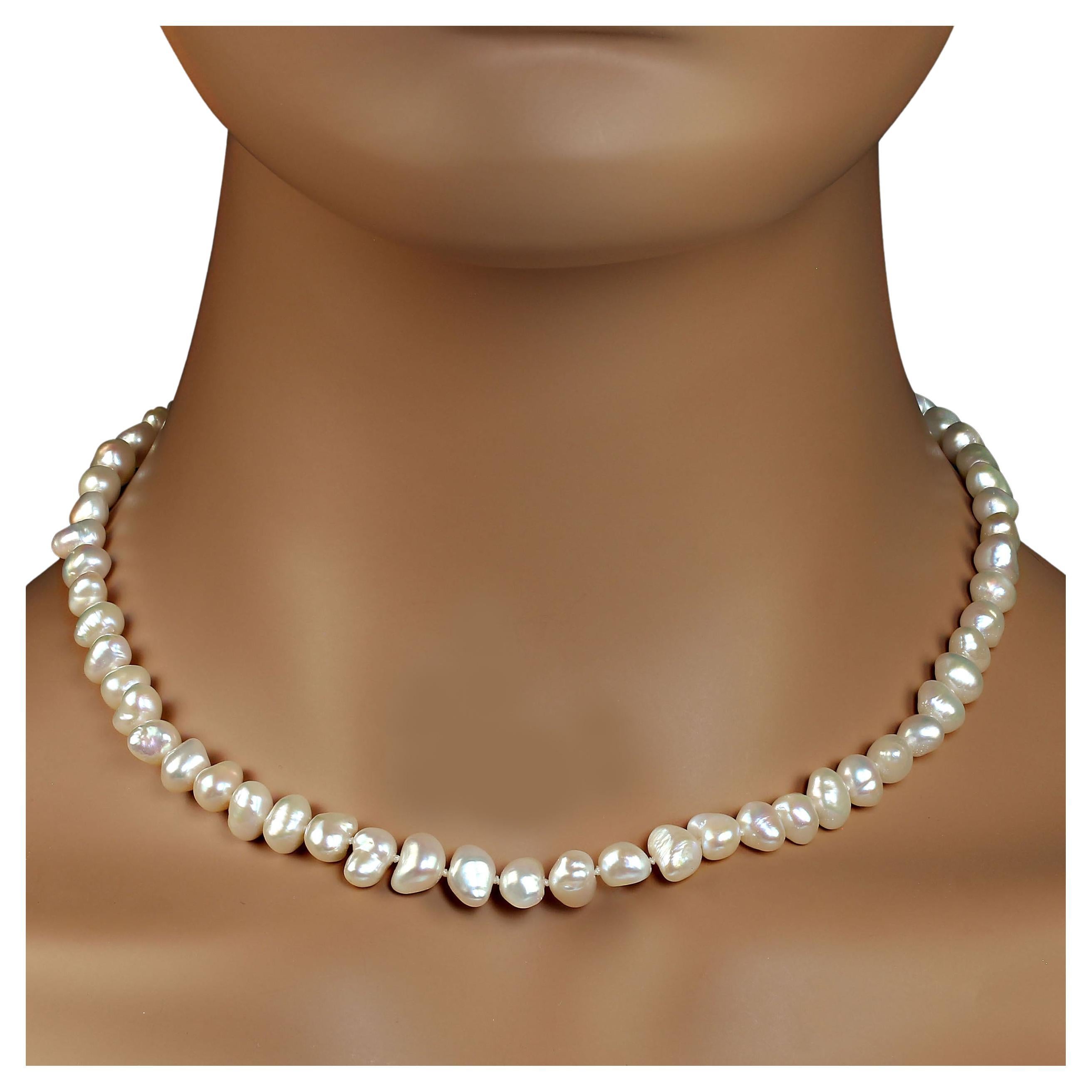 Elegant 17-Inch Creamy White Potato Pearl Necklace
Discover the timeless beauty of this 17-inch potato pearl necklace, crafted from exquisite 8x6mm creamy white pearls. With their remarkable iridescence and glow, these pearls are sure to elevate