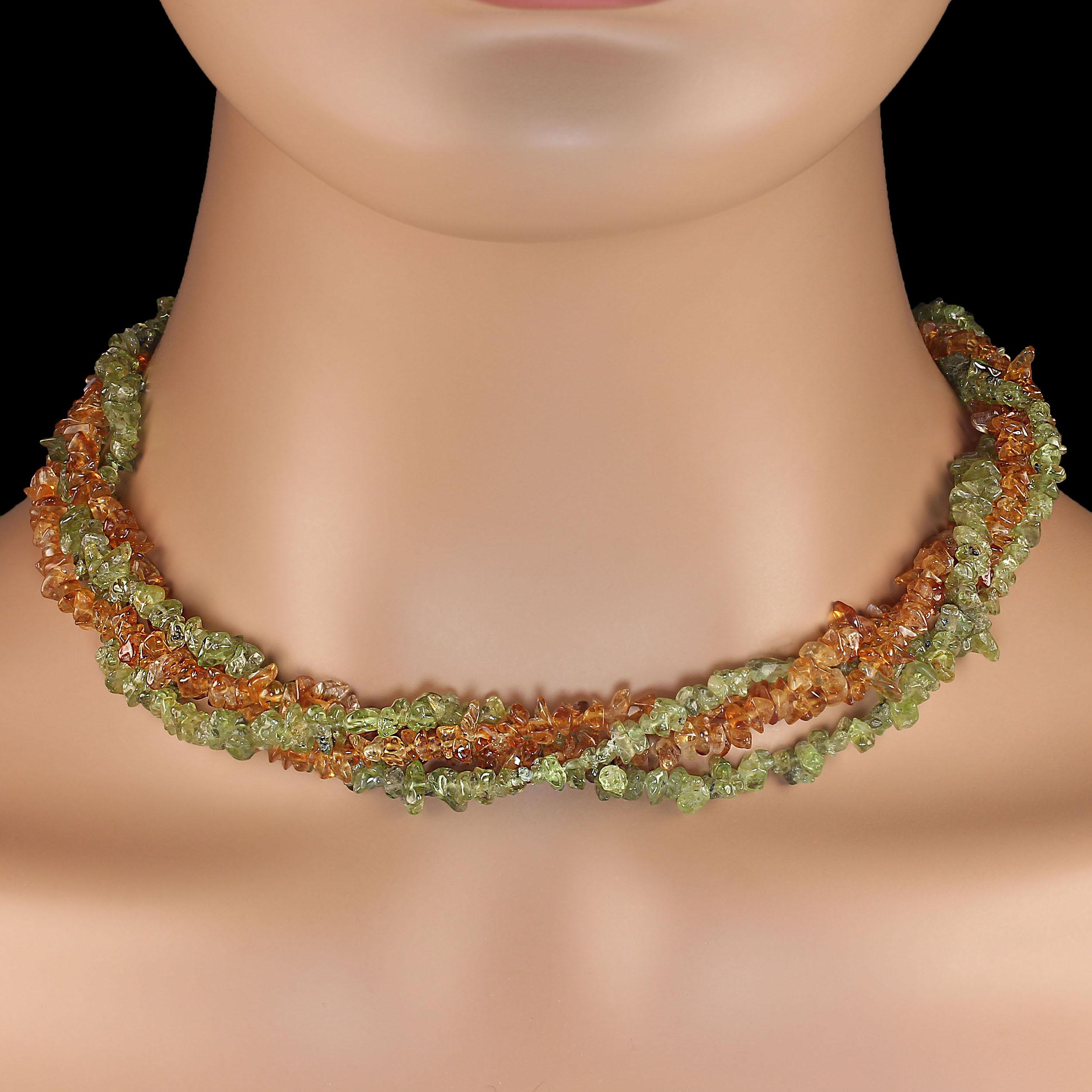 Perlina Collana Eternity in trucioli lucidi Ajd Peridot and Citrine in vendita