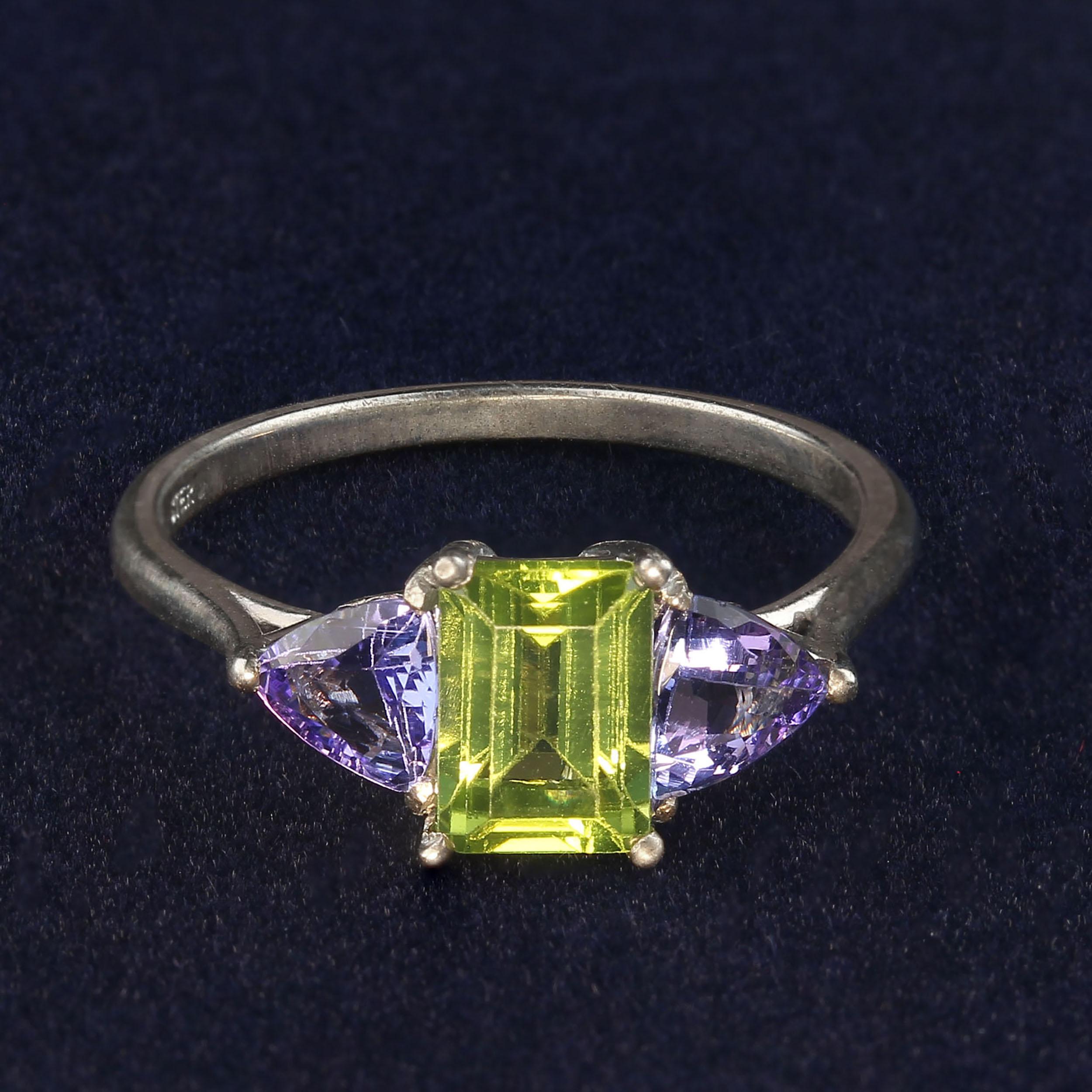 peridot and tanzanite ring