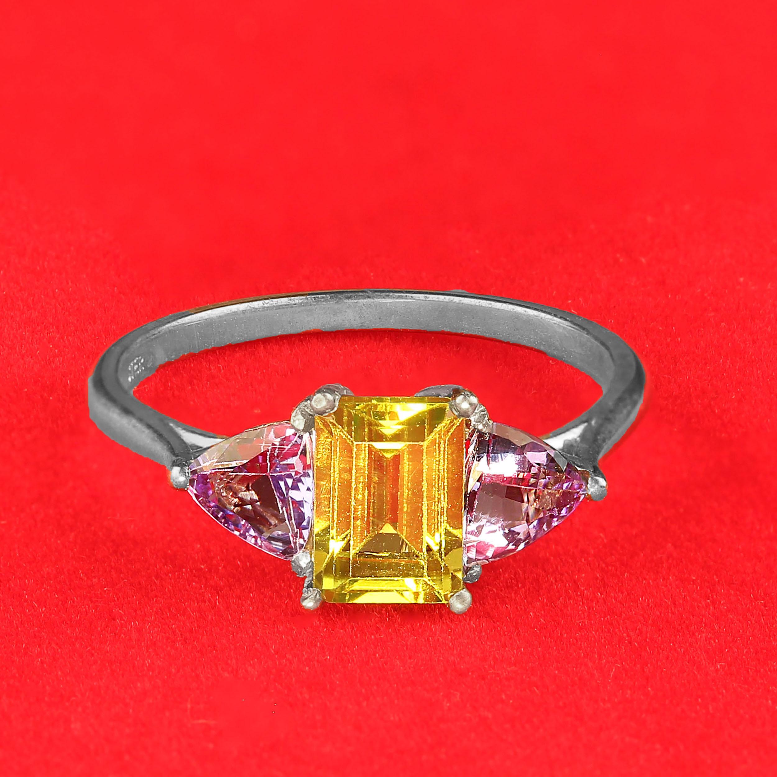 Women's or Men's AJD Peridot and Tanzanite Sterling Silver Ring For Sale