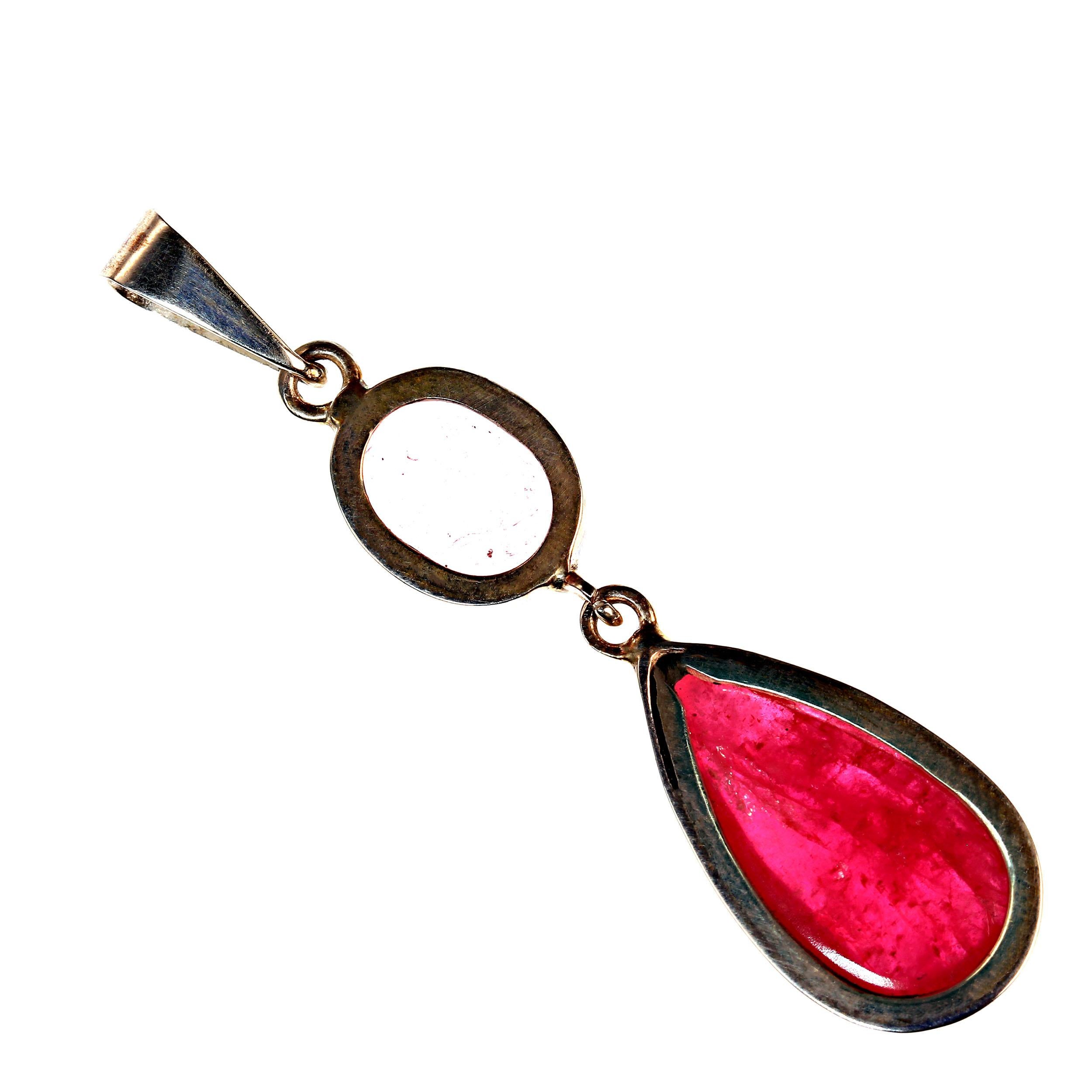 AJD Rosa und mehr Rosa brasilianischer Rhodonit und Turmalin in Sterling-Anhänger 3