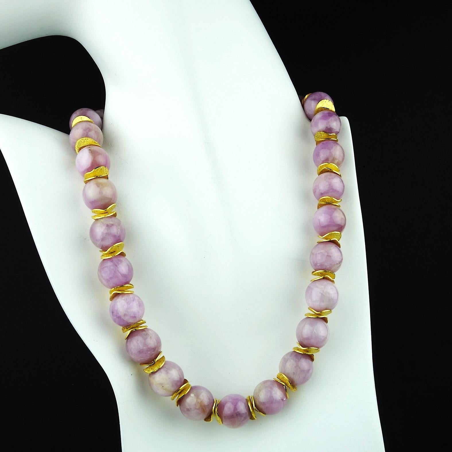 AJD Pink Kunzite with Goldy Accents 16 Inch Necklace For Sale 2