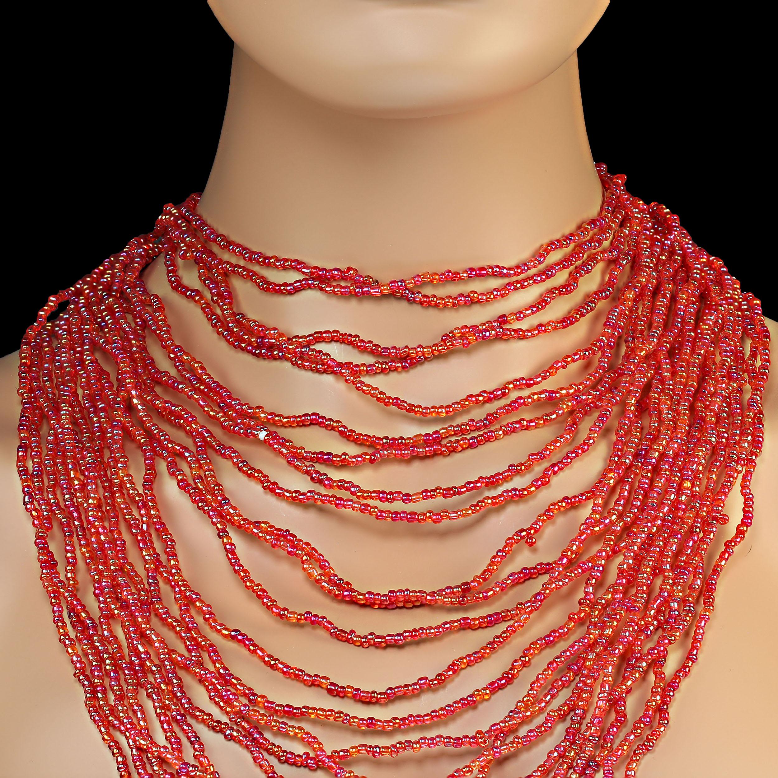 AJD Pink Multi-strand Seed bead Necklace For Sale at 1stDibs