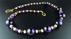 AJD Purple Amethyst with Goldy Accents Necklace February Birthstone