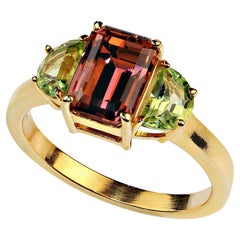 AJD Rare and Unusual Orange Tourmaline accented with Peridot Ring