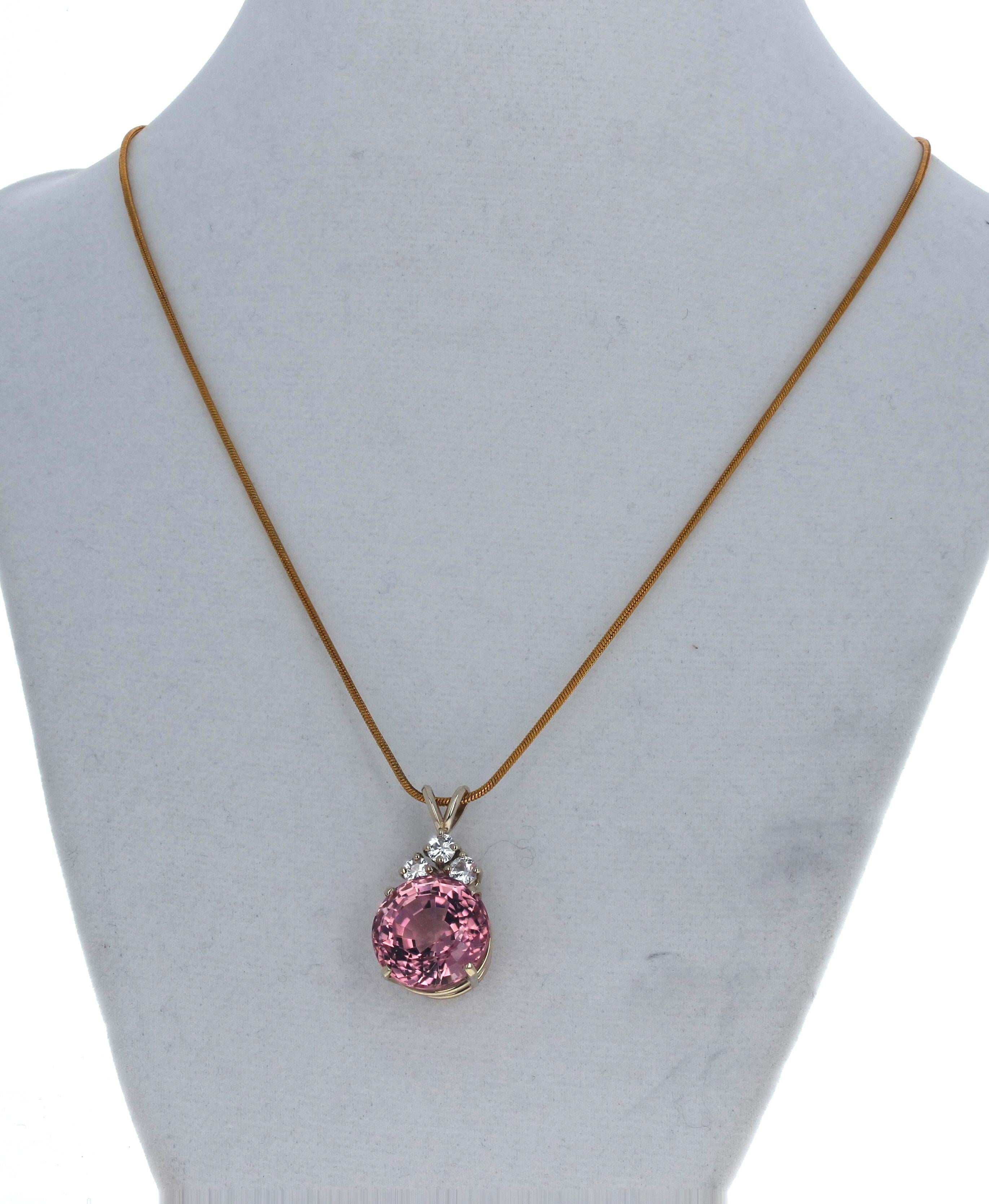 RARE BEAUTIFUL 18 Ct. Anhänger mit glitzerndem rosa Turmalin und funkelndem Spinell im Angebot 2