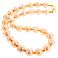 AJD RARE Peachy Glowing Ocean NATURAL Pearls Halskette & Ohrringe Set