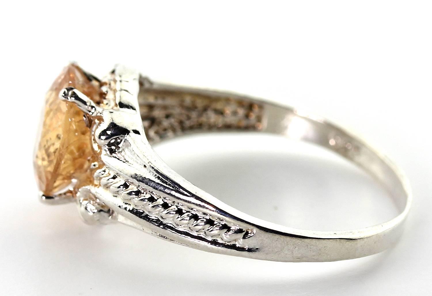 AJD RAREST 2,5 Karat Ring aus glitzerndem Silber mit brasilianischem kaiserlichem Topas für Damen oder Herren im Angebot