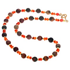 AJD Real Agate and Small Carnelian 19" Necklace