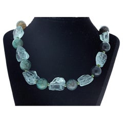 AJD Wow !!  REAL Aquamarine & REAL Spiderweb Jasper 17 1/2" Necklace