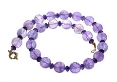 Real Big Amethysts and Real Little Amethyst Gemstone Spacers 21" Necklace