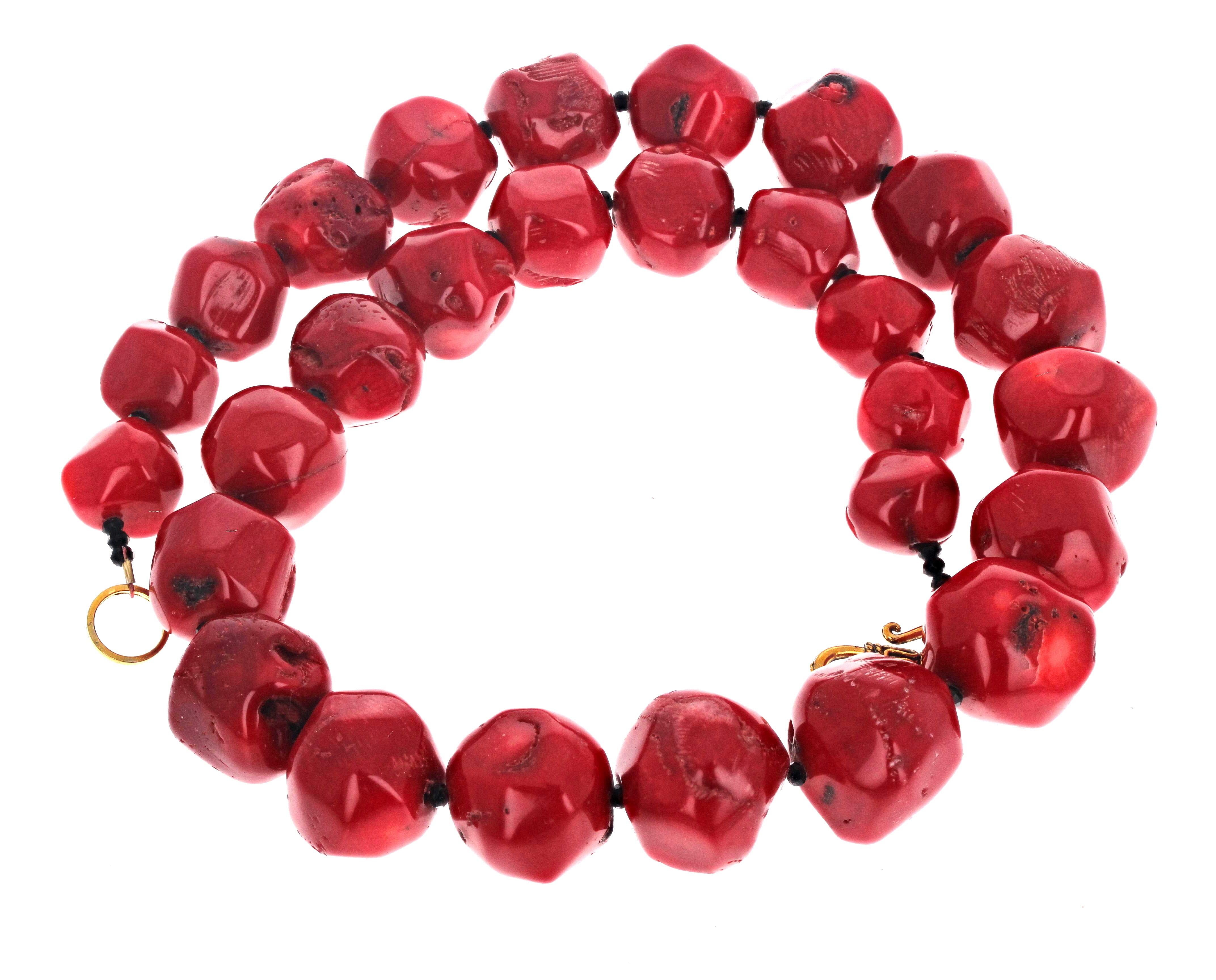 AJD Natural Elegant Chunky Red Coral & Beautiful Blue Turquoise 18