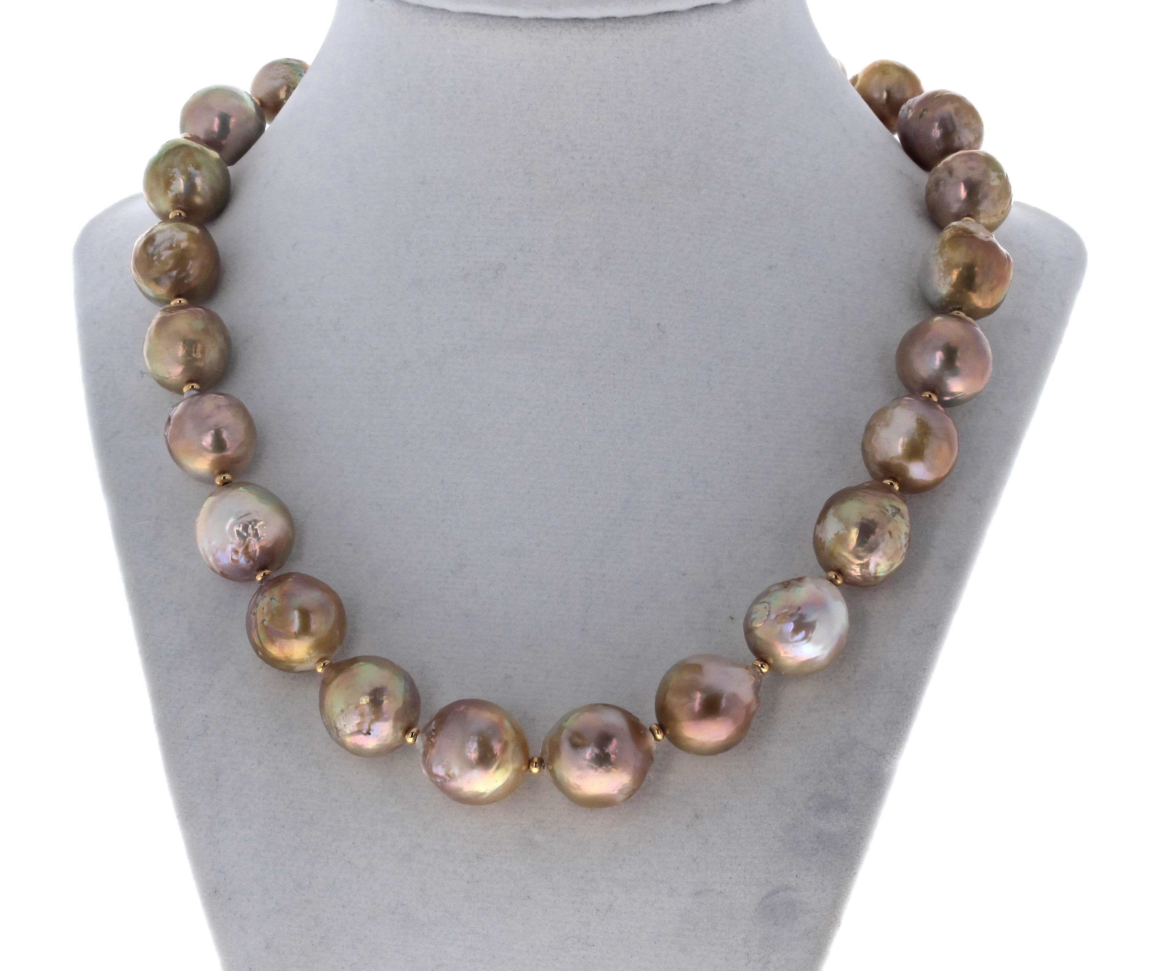 Taille ronde AJD Real Natural Goldy Color Ocean Pearls 19