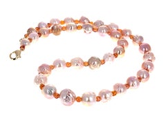 AJd Real Natural Pink Pearls & Goldy Citrines 21 1/2" Necklace