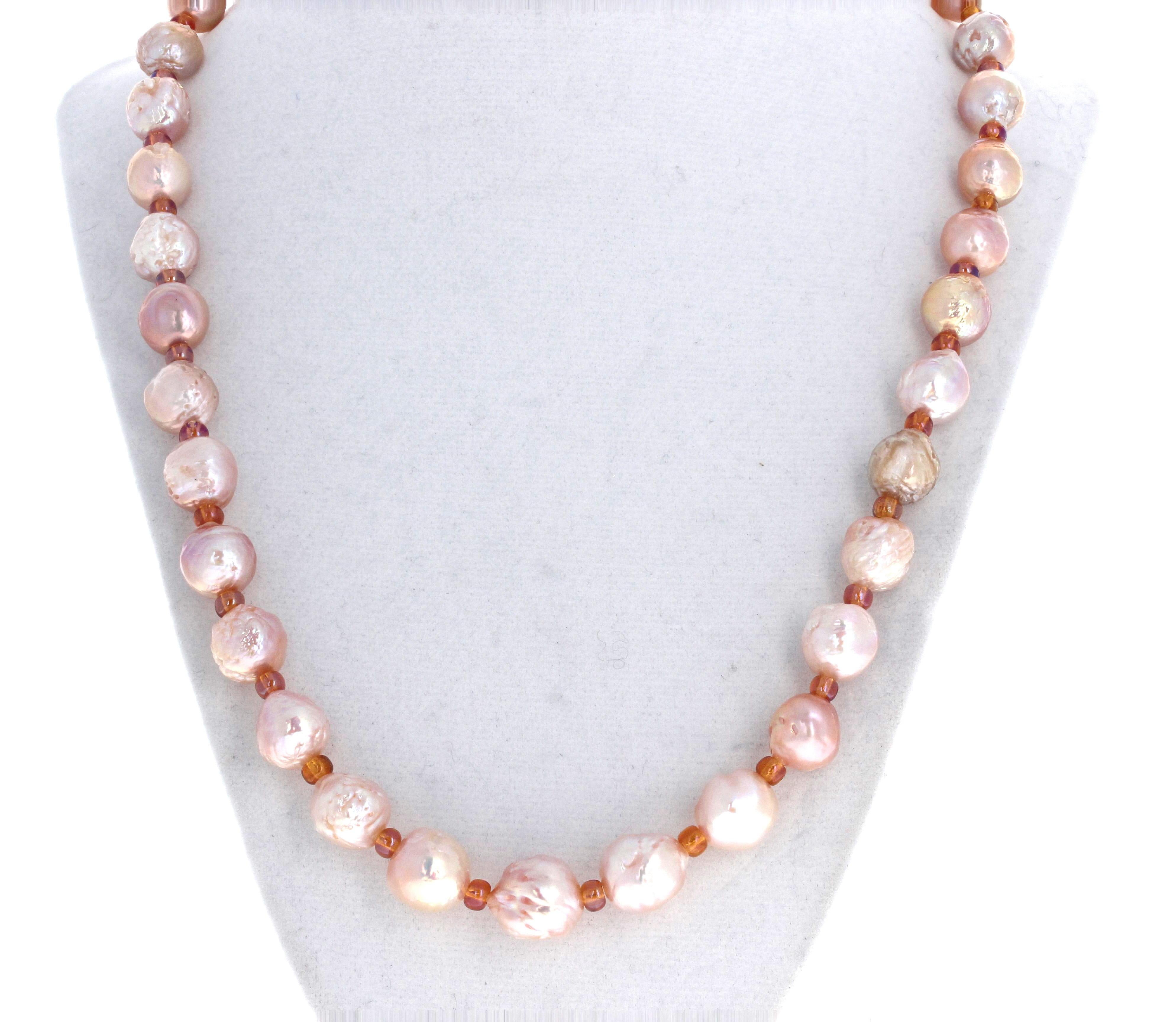 Taglio misto Collana AJd con perle rosa naturali e citrini dorati da 21 1/2