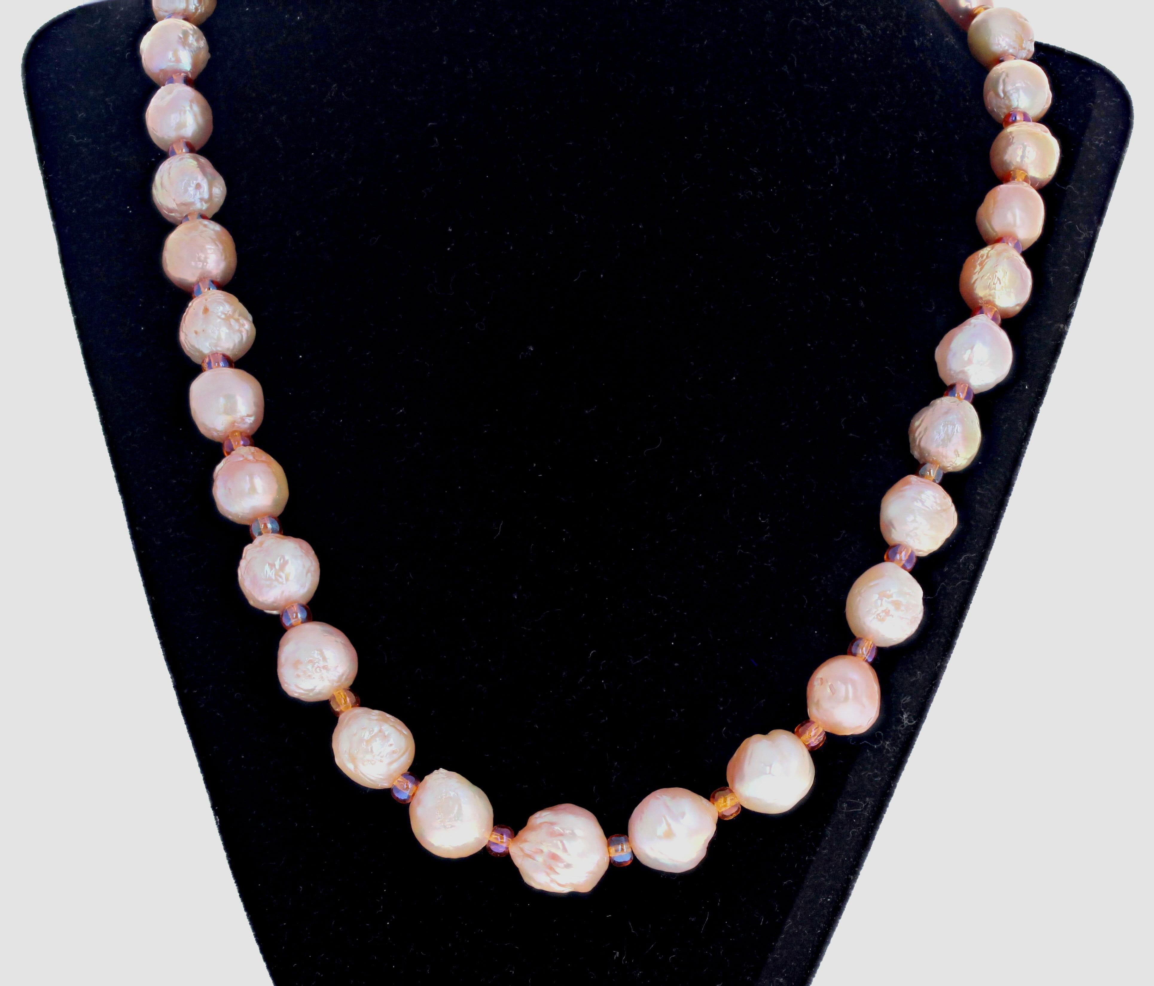 Collana AJd con perle rosa naturali e citrini dorati da 21 1/2
