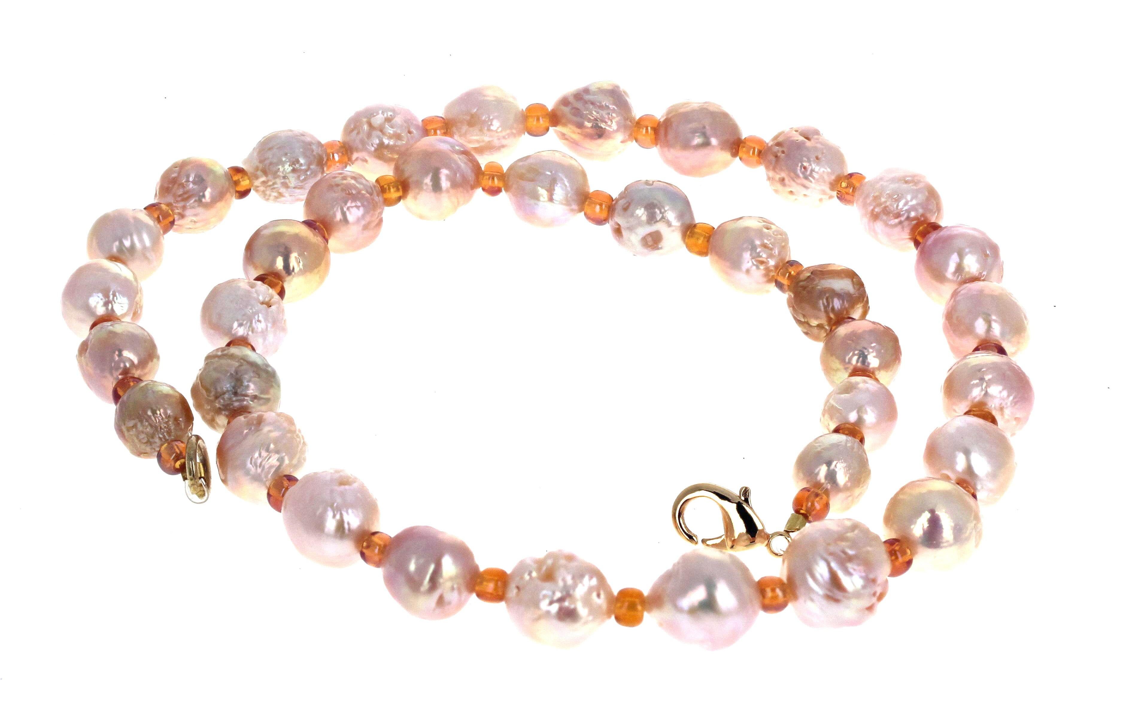 Collana AJd con perle rosa naturali e citrini dorati da 21 1/2