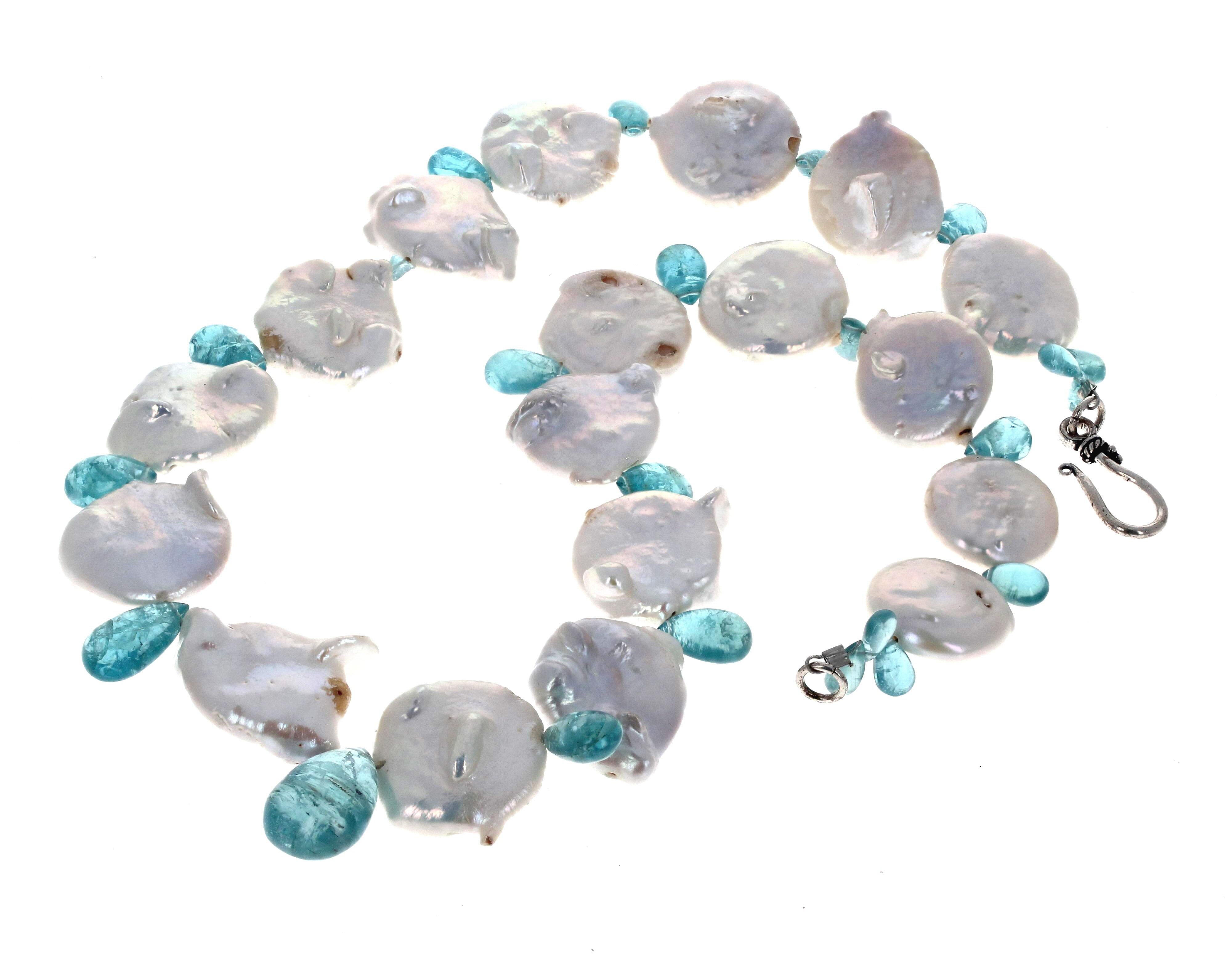 da uomo o donna Collana AJD con perle vere e pietre di apatite da 20 pollici in vendita