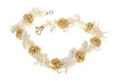 Real Pearl Shells and Gold Plated Rondels 18" Necklace