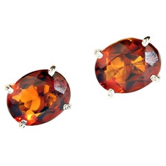 AJD Rich golden brown oval Citrine and Sterling Silver Stud earrings