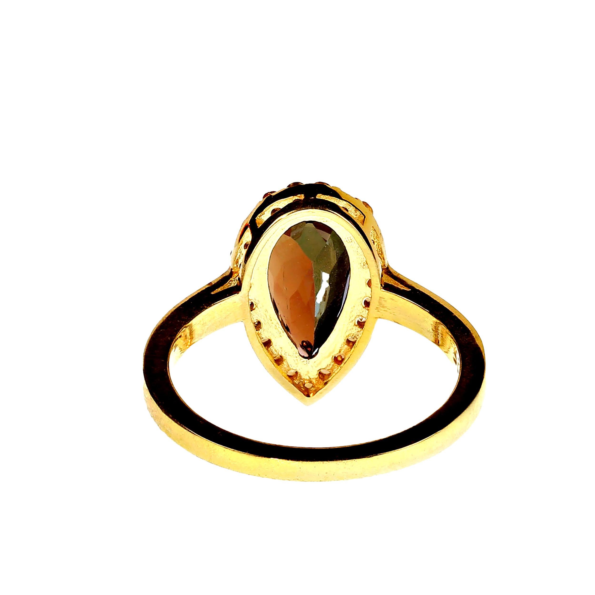 AJD Ring of Rare Andalusite and Sapphire in Custom setting of Gold over Sterling In New Condition For Sale In Raleigh, NC