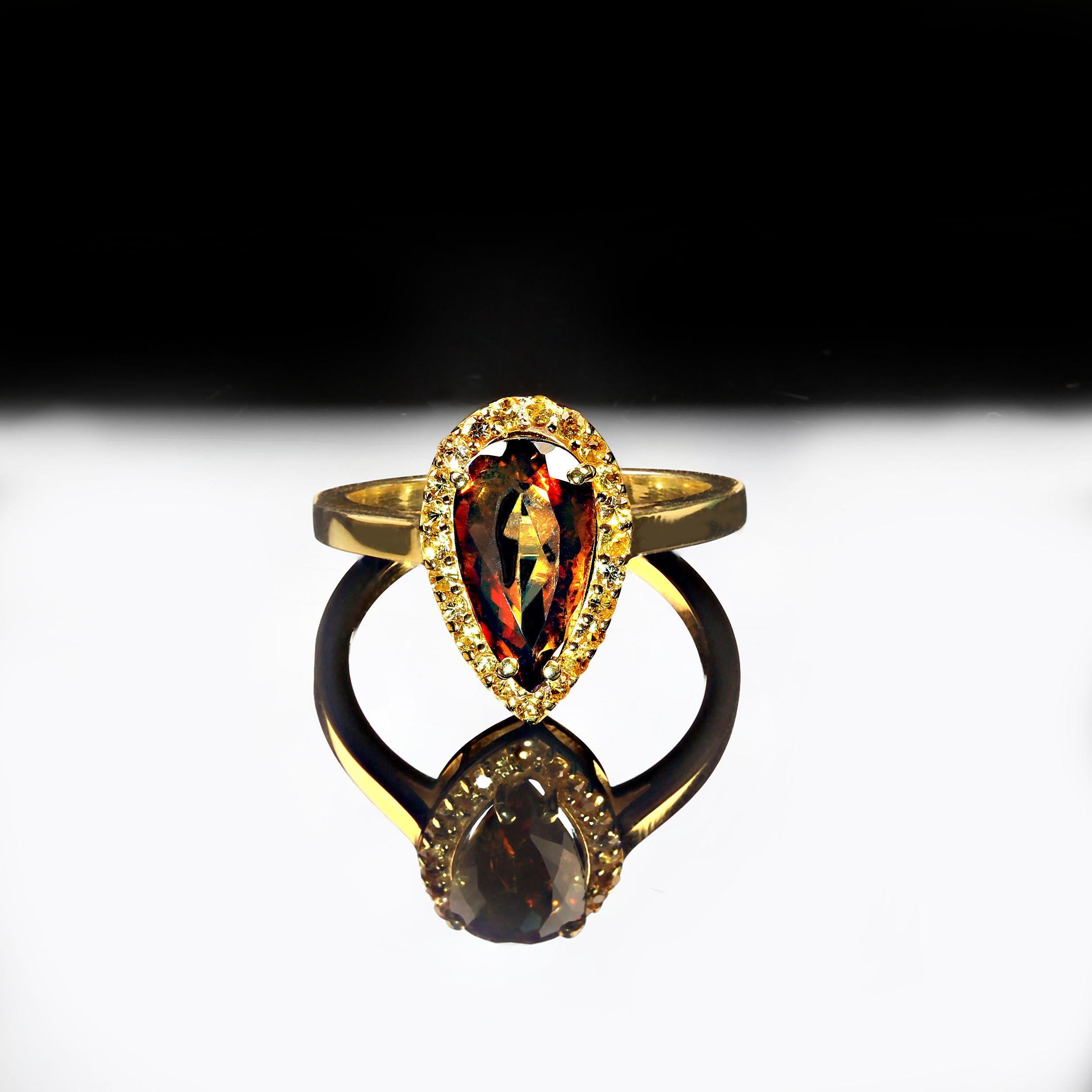 AJD Ring of Rare Andalusite and Sapphire in Custom setting of Gold over Sterling For Sale 1