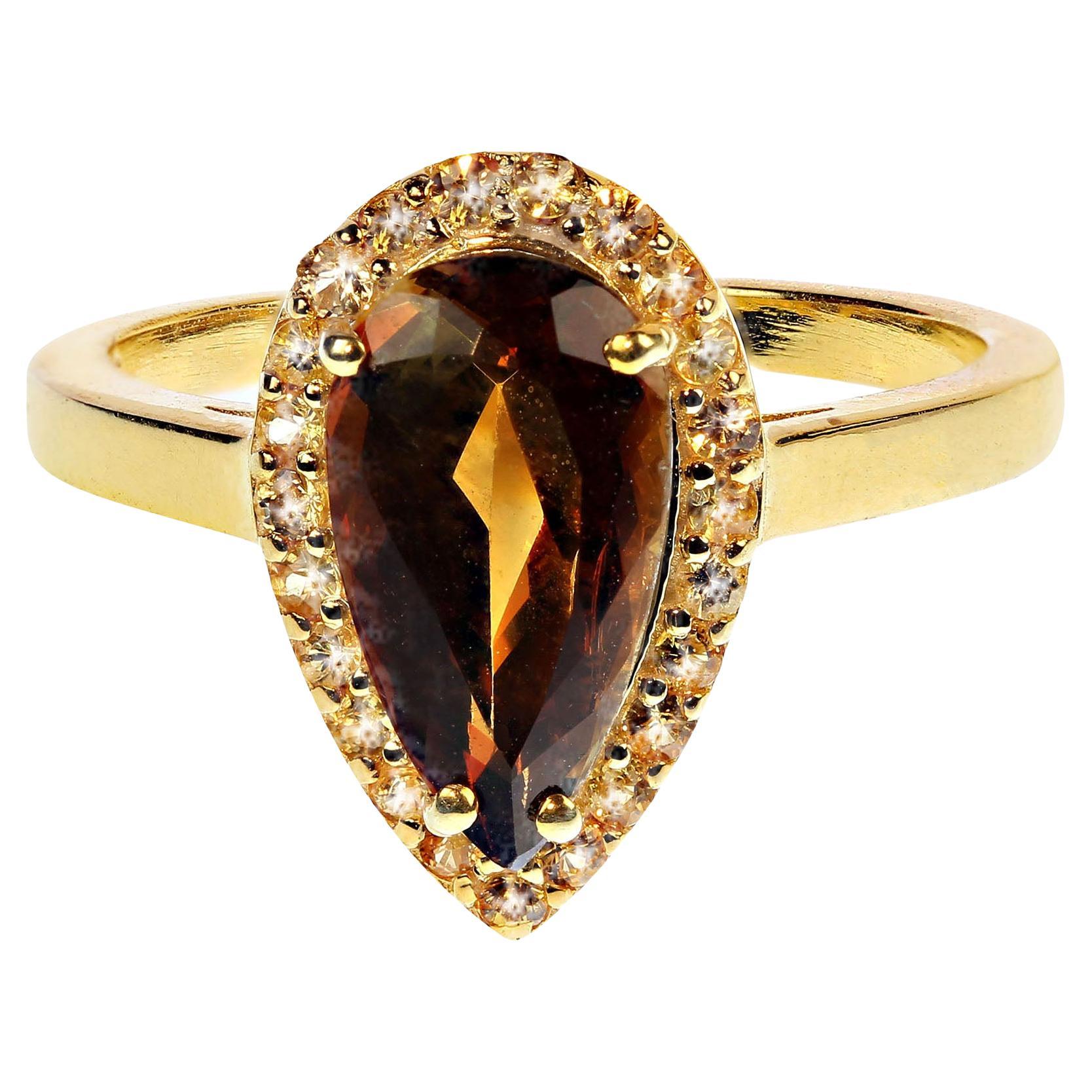AJD Ring mit seltenem Andalusit und Saphir in maßgefertigter Fassung aus Gold über Sterling (Kunsthandwerker*in) im Angebot