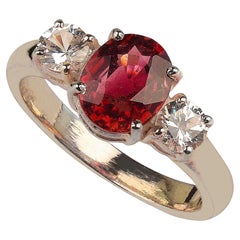 AJD Ring of Sparkling Red Tourmaline Accented with Cambodian Zircons