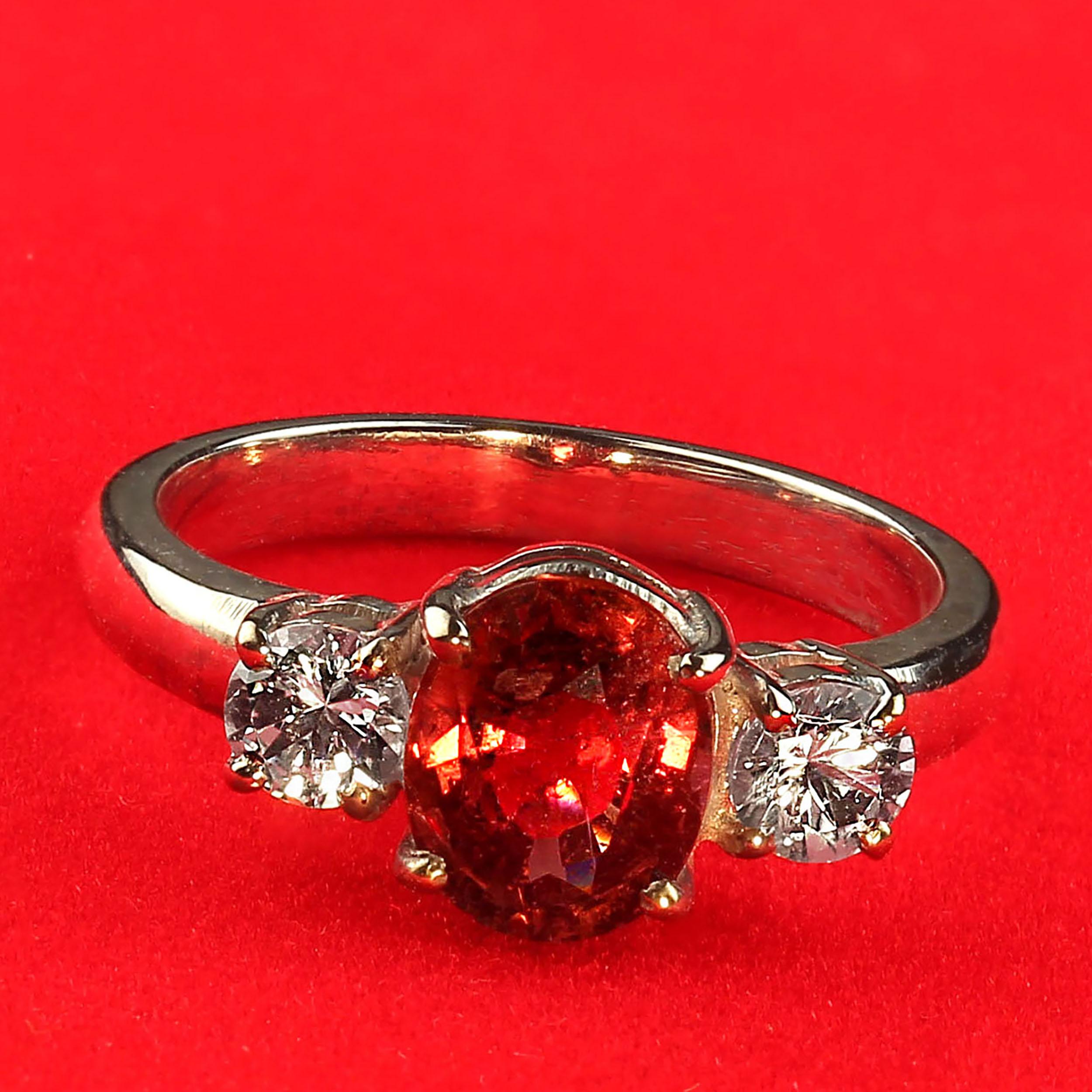 Ring von AJD aus funkelndem rotem Turmalin, akzentuiert mit echten Zirkonen im Zustand „Neu“ im Angebot in Raleigh, NC