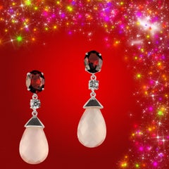 Orecchini romantici AJD con quarzo rosa e granato in argento sterling