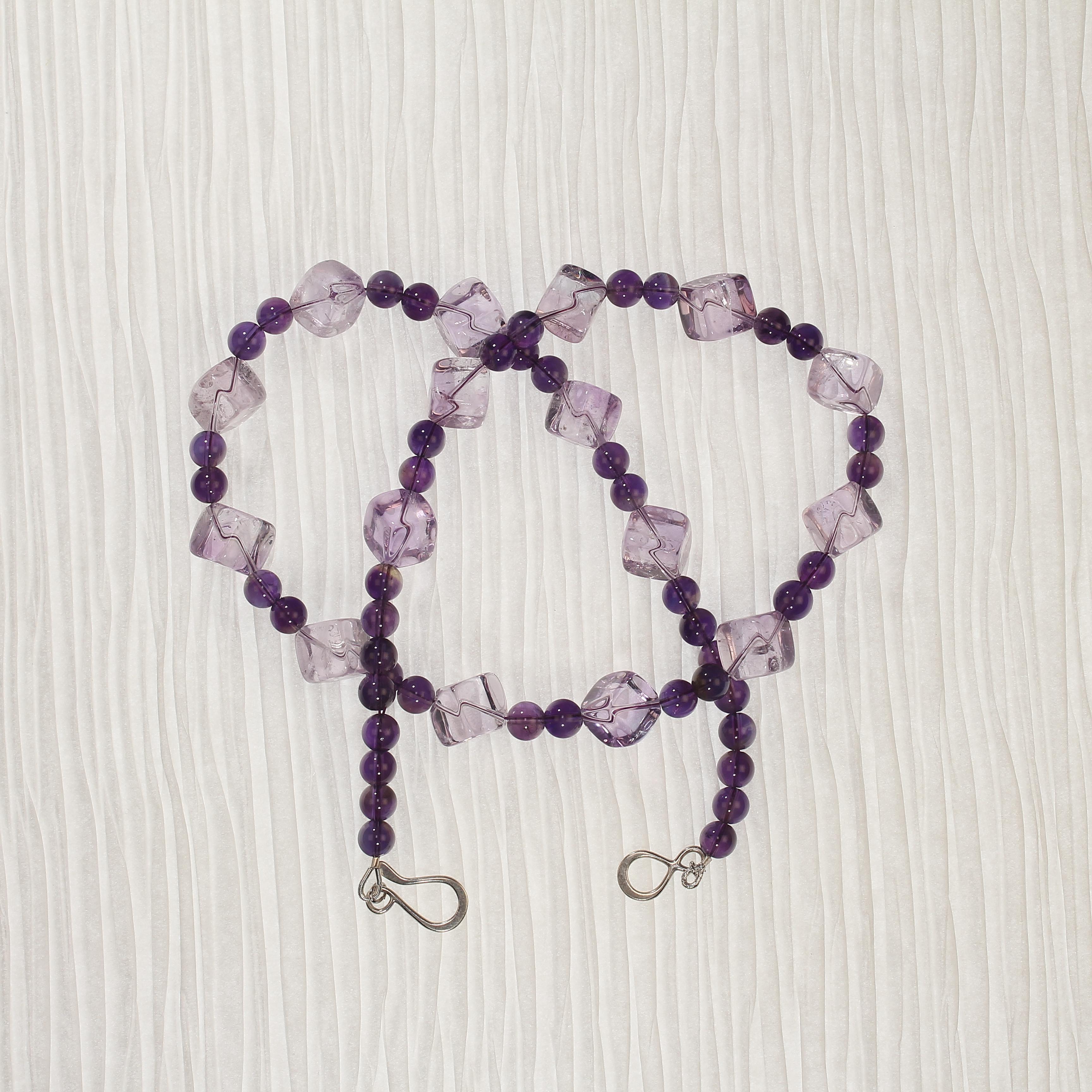 AJD Rose of France Würfel und 6MM Amethyst in einer 21 Zoll langen Halskette im Angebot 8