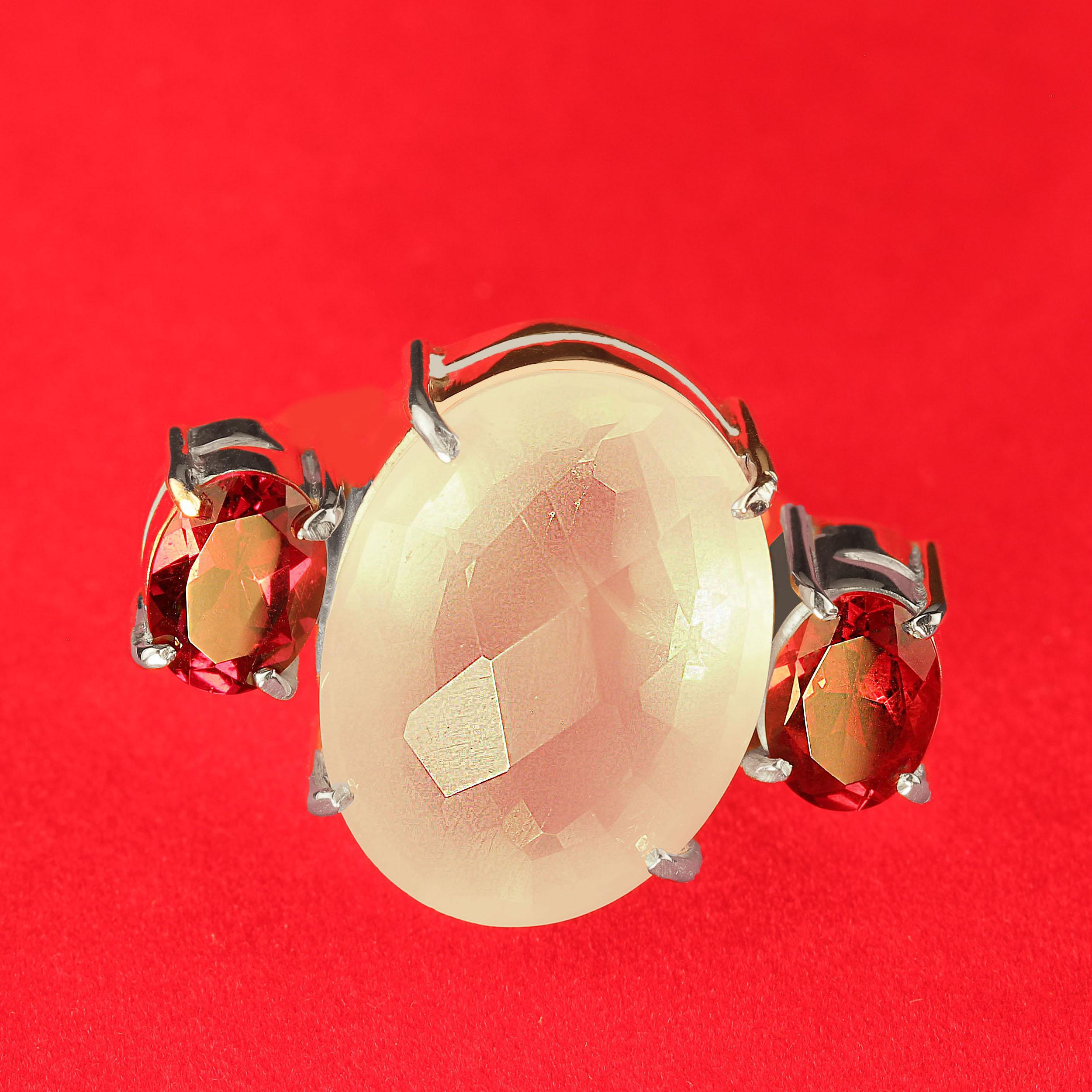 Women's AJD Rose Quartz and Garnet Silver Ring  Great Gift!! For Sale